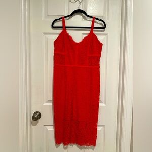Express Coral Lace Midi Dress Size 12 Spaghetti Strap